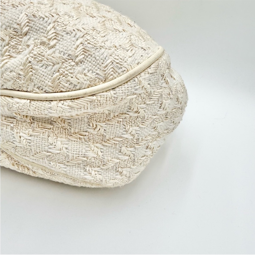 EUC Chanel Tweed Handbag White Metal Handle with Dust Bag Guarantee Card #KN729 - Picture 8 of 14